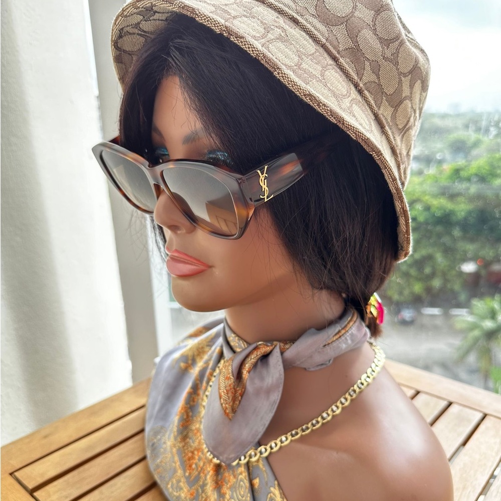 - 💯- New SAINT LAURENT SLM8 Cat Eye HAVANA Brown Frame/Grey Lenses Sunglas…